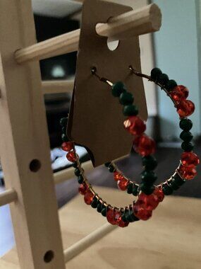 Handcrafted Christmas Hoop Earrings